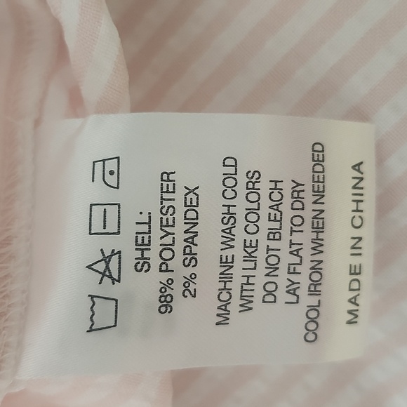 NWT RENWICK Short Sleeve Button Front Seersucker Polo Dress  Pink & White M - Picture 13 of 16